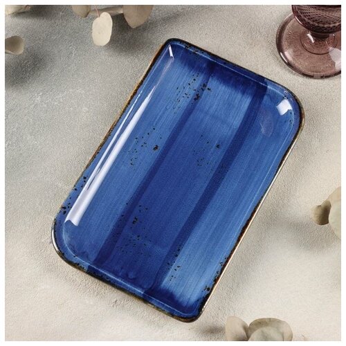 Блюдо фарфоровое прямоугольное Enigma, 24×15 см, цвет синий (1шт.)