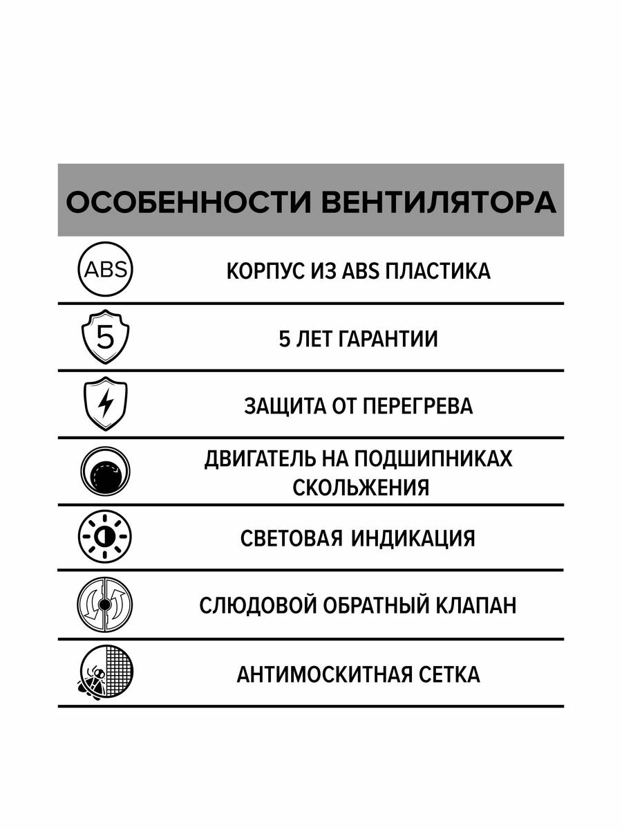 Вентилятор вытяжной с обратным клапаном Era STANDARD-4S-C, D100 мм, белый, в туалет, в ванную