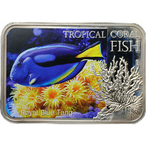 Монета 1 доллар 2013 Тропическая коралловая рыба - Голубой хирург Ниуэ доллар 2013 год тропические рыбки голубой хирург в аквариуме ниуэ ag