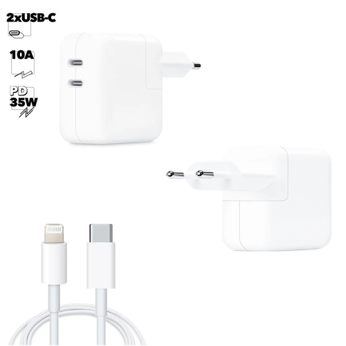 СЗУ Адаптер для Apple 35W Dual USB C Port + кабель USB-C to Lightning (в коробке)