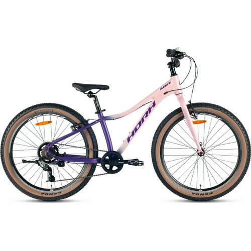 Велосипед Horh Mia MVB 4.0 24" (2024) Pink-Purple, подростковый для девочек, алюминиевый, 7 скоростей, ободные V-brake тормоза, размер рамы 12, рост 130-145 см