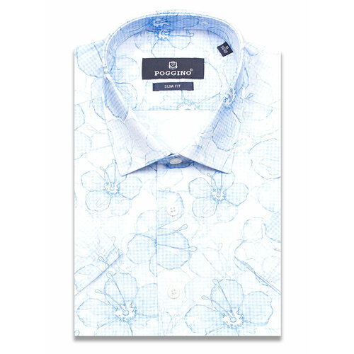 Рубашка POGGINO, размер 3XL (47-48 cm.), голубой