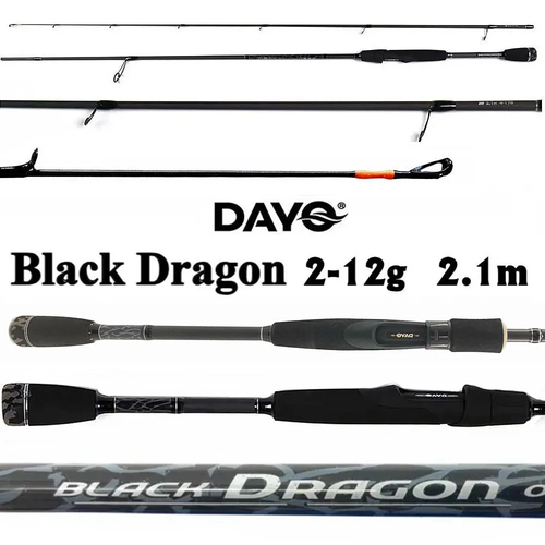 Спиннинг Dayo Black Dragon, тест 2-12гр, 2,1м спиннинг dayo black dragon тест 4 17гр 2 4м