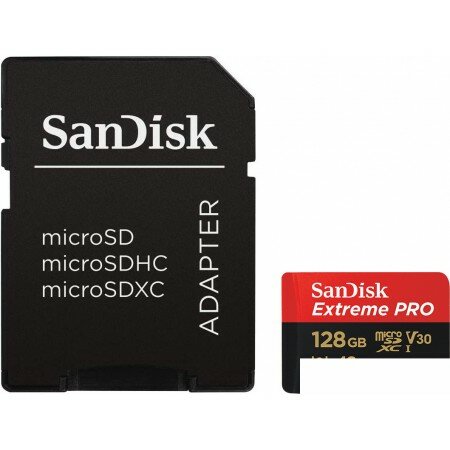 Карта памяти SanDisk Extreme PRO microSDXC SDSQXCD-128G-GN6MA 128GB (с адаптером)