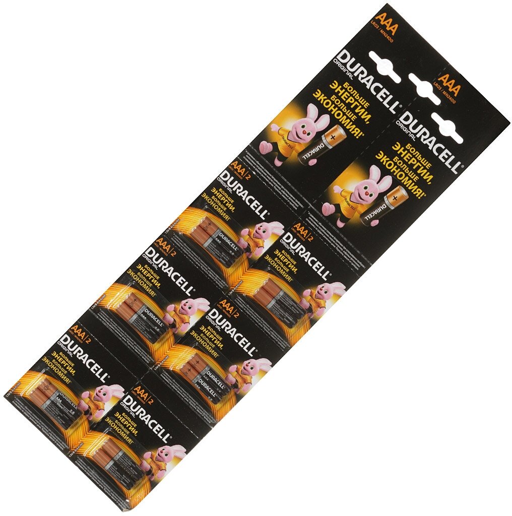 Батарейки комплект 12 шт, DURACELL Basic, AAA (LR03, 24А), алкалиновые, мизинчиковые, блистер 12 шт. — фото 1