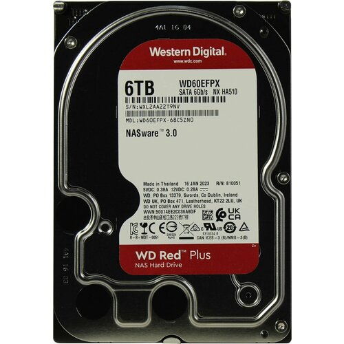 Жесткий диск HDD Western Digital 6Tb Red Plus 35 WD60EFPX 21400₽