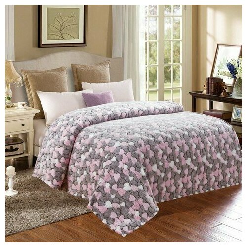 Плед много сердечками 2 покрывало Плед на кровать мягкий плед 180х200 см