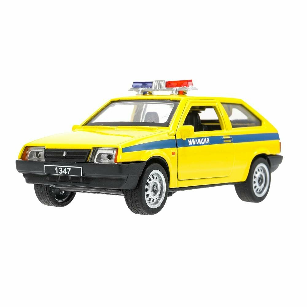 Модель машины Технопарк LADA-2108 Спутник, Милиция, желтая, инерционная, свет, звук 2108-12-SLРОL-YЕ