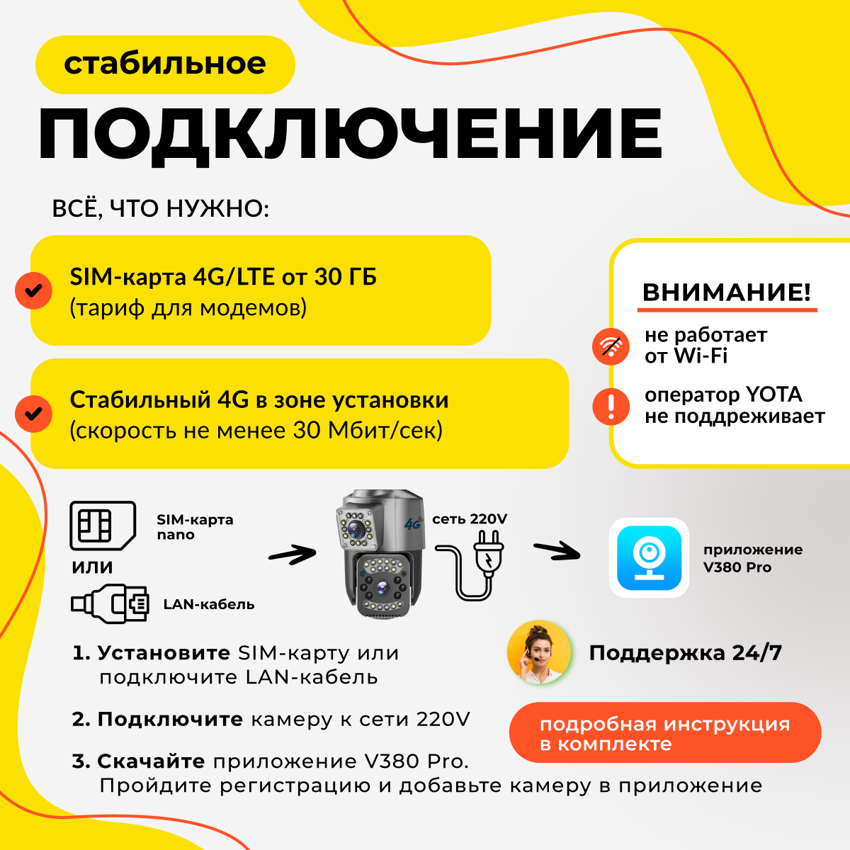 Современная уличная камера видеонаблюдения, с сим картой 4g, ночное видение, датчик движения, поворот до 360 градусов — фото 1