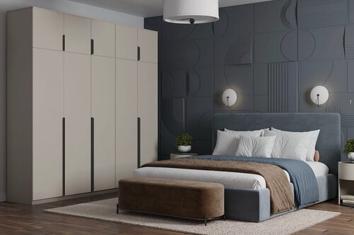 Изображение товара Шкаф распашной МебельЛэнд24 Марсель - 5 Кашемир с антресолью 200x50x300 бежевый для одежды пятидверный