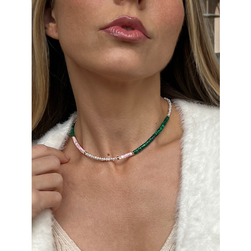 Колье LU Jewel малахит перламутр жемчуг пресноводный культивированный коралл длина 34 см зелeный 9423₽