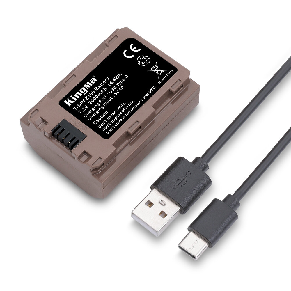 Аккумулятор Kingma NP-FZ100 с Type-C (2000mAh) для камер Sony + защитный кейc