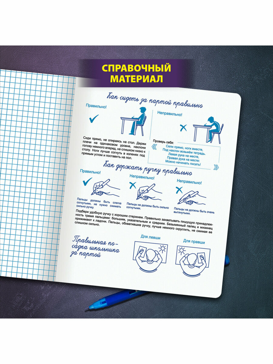 Тетрадь в клетку 12 листов для школы набор 10 штук, прописи для школьников, Юнландия, 404855 — фото 1