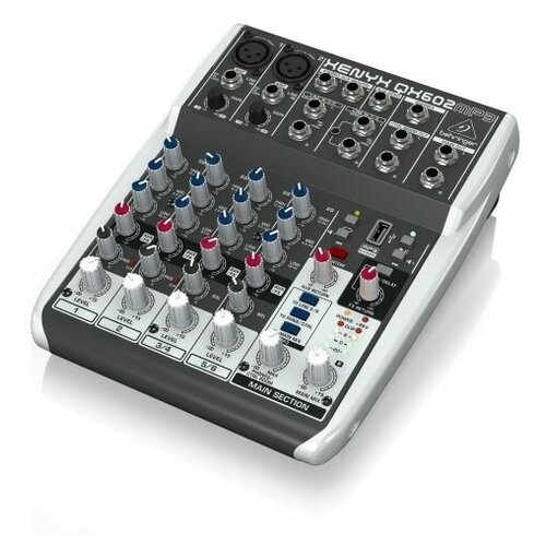 BEHRINGER QX602MP3 - микшер, 6 каналов, 2 микр. предусил. XENYX, USB МР3 плеер, British EQ, Multi FX