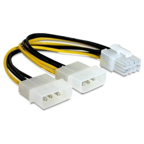 переходник питания для видеокарт 2x molex 8pin Переходник питания для видеокарт Orient C392 PCI-Express 8-контактный на 2 Molex штекера, кабель - 15см