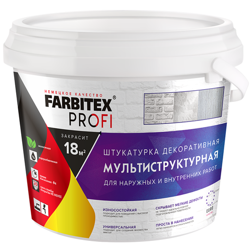 Декоративное покрытие Farbitex PROFI штукатурка мультиструктурная, молочно-белый, 2.5 л