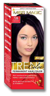 Miss Magic Trend Color стойкая краска для волос с экстрактом крапивы и витамином F, 726 aubergine, 50 мл