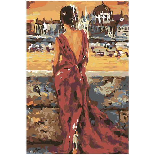 фото Девушка в красном платье раскраска по номерам на холсте живопись по номерам