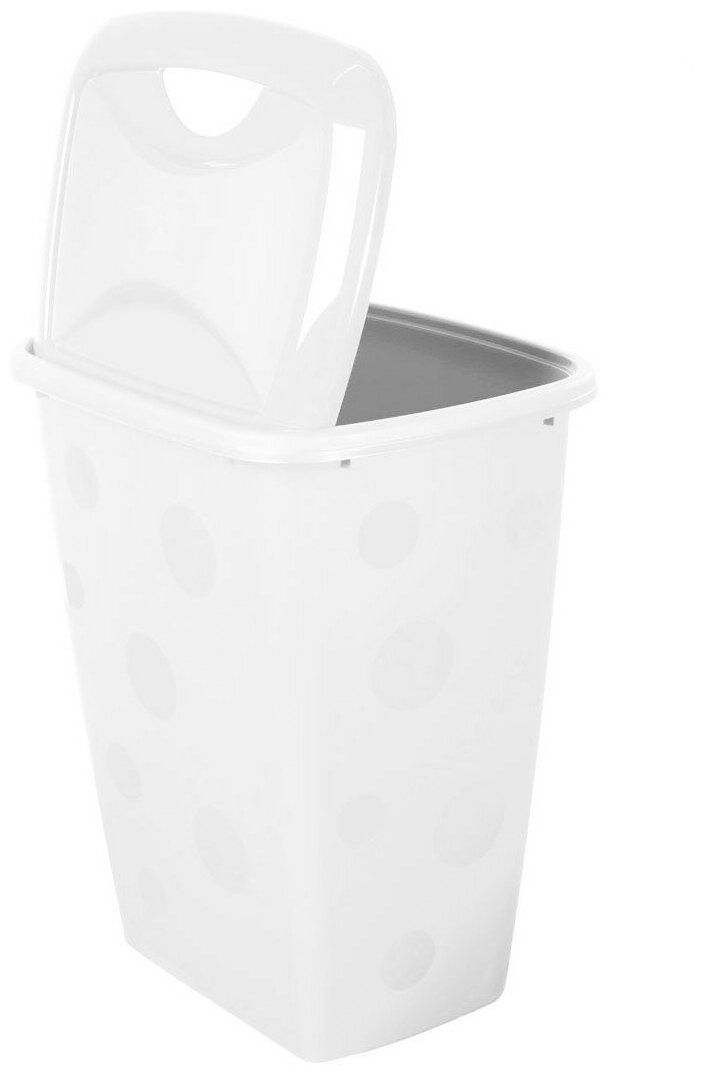 фото Корзина для белья с крышкой 45 л, из полипропилена. Италия. 34 x 41 x h 53 cm. Цвет-белый.