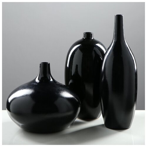 фото Ваза "агия", набор: 3 шт., черный керамика ручной работы