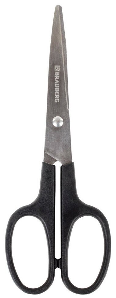Ножницы BRAUBERG "Standard" 160 мм, черные, классической формы, 2-х сторонняя заточка, 237095, 1 шт