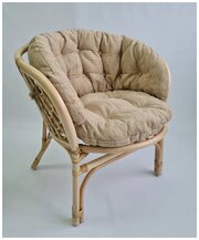 Кресло из натурального ротанга с большой светлой подушкой Багама, цвет натуральный