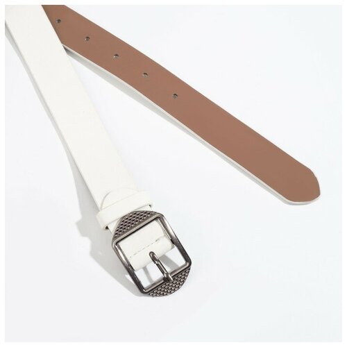 фото Ремень, ширина 3 см, винт, пряжка металл, цвет белый supreme
