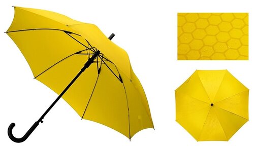 Зонт-трость полуавтомат, купол 101 см, проявляющийся рисунок, желтый
