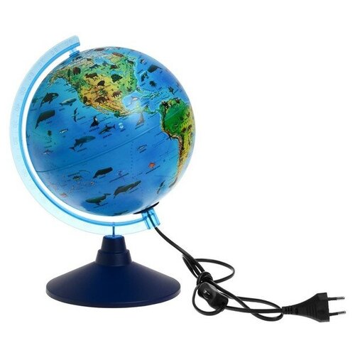 Глобус зоогеографический Глобен, интерактивный, диаметр 210 мм, с подсветкой, с очками
