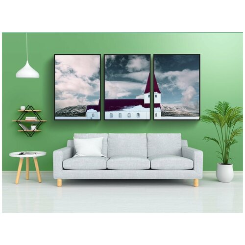 фото Набор модулных постеров для интерьера "пейзаж, церковь, дорогой" 60x90 см. в тубусе, без рамки lotsprints