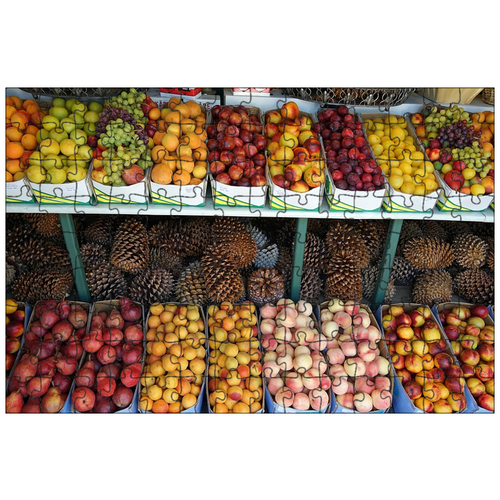 фото Магнитный пазл 27x18см."фрукты, подставка для фруктов, базарная палатка" на холодильник lotsprints