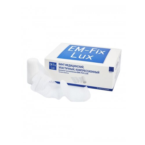 Бинт EM-Fix Lux медицинский эластичный компрессионный (4 м х 12 см) белый 20 шт.