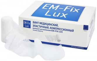 Бинт EM-Fix Lux медицинский эластичный компрессионный (4 м х 12 см) 20 шт. белый