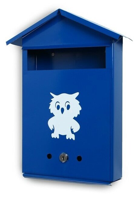 Ящик почтовый без замка (с петлёй), вертикальный, "Домик", синий - фотография № 2