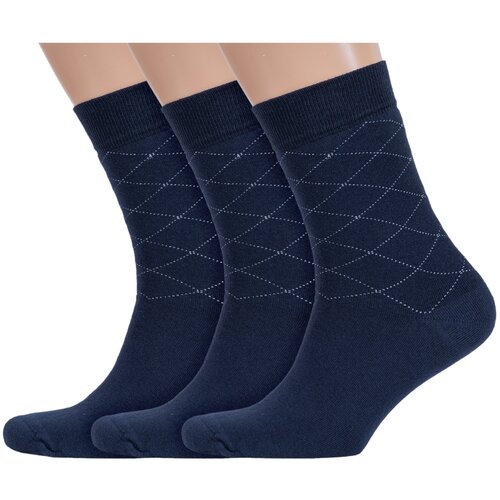 Комплект из 3 пар мужских махровых носков RuSocks (Орудьевский трикотаж) темно-синие, размер 27-29 (42-45)