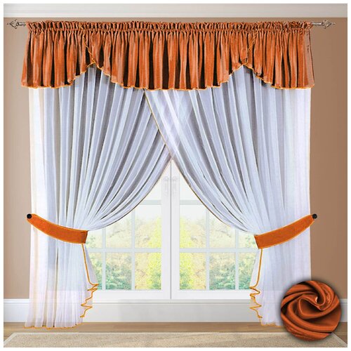 фото Реалтекс шторы с ламбрекеном lola цвет: оранжевый br22221