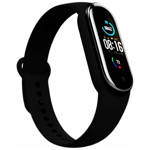 Ремешок для фитнес браслета Xiaomi Mi Band 5 и Mi Band 6 / Сменный браслет для умных смарт часов Сяоми Ми Бэнд 5 и Ми Бэнд 6 / Силиконовый ремешок на часы премиум качества (Ярко-розовый)