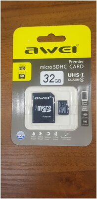 Карта памяти Awei 32GB micro SD HC UHS-I class 10 c SD-адаптером