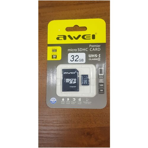 Карта памяти Awei micro SDHC UHS-I класс 10, 32 Гб