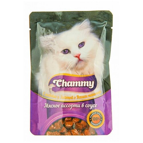 Chammy Влажный корм Chammy для кошек, мясное ассорти в соусе, пауч, 85 г