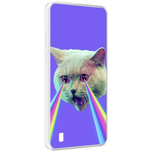 Чехол MyPads кот с радугой в глазах для Blackview A55 задняя-панель-накладка-бампер