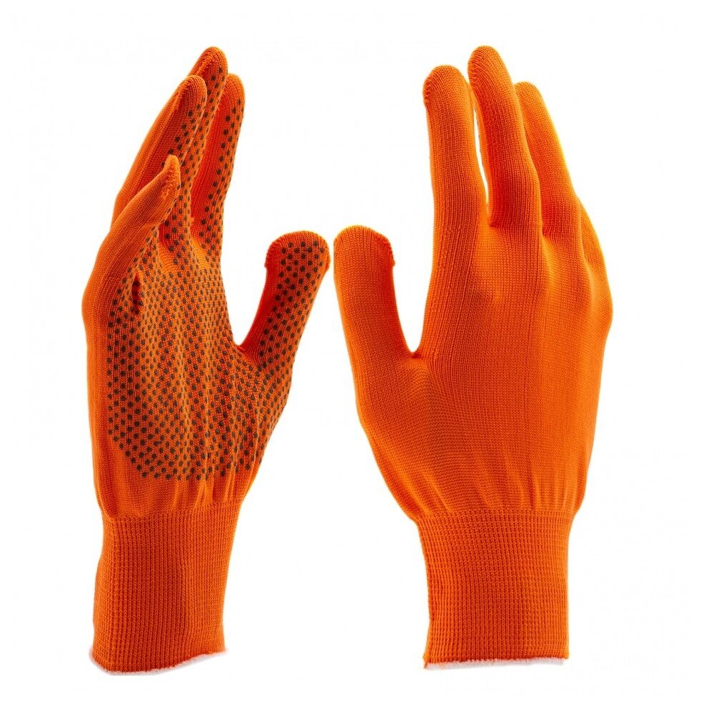 Перчатки Нейлон ПВХ точка 13 класс оранжевые XL Россия