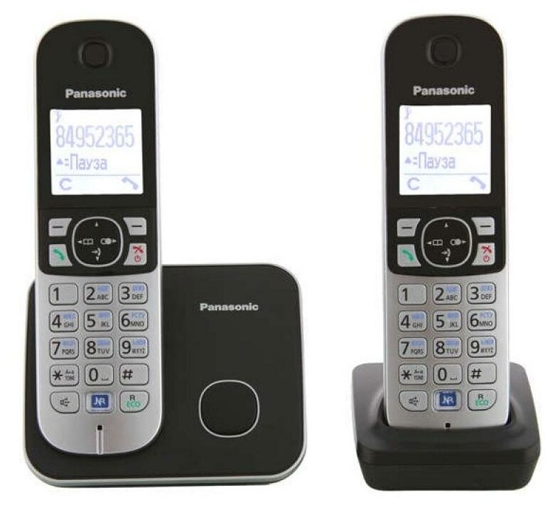 Радиотелефон Panasonic KX-TG6812RU черный труб. в компл.2шт АОН