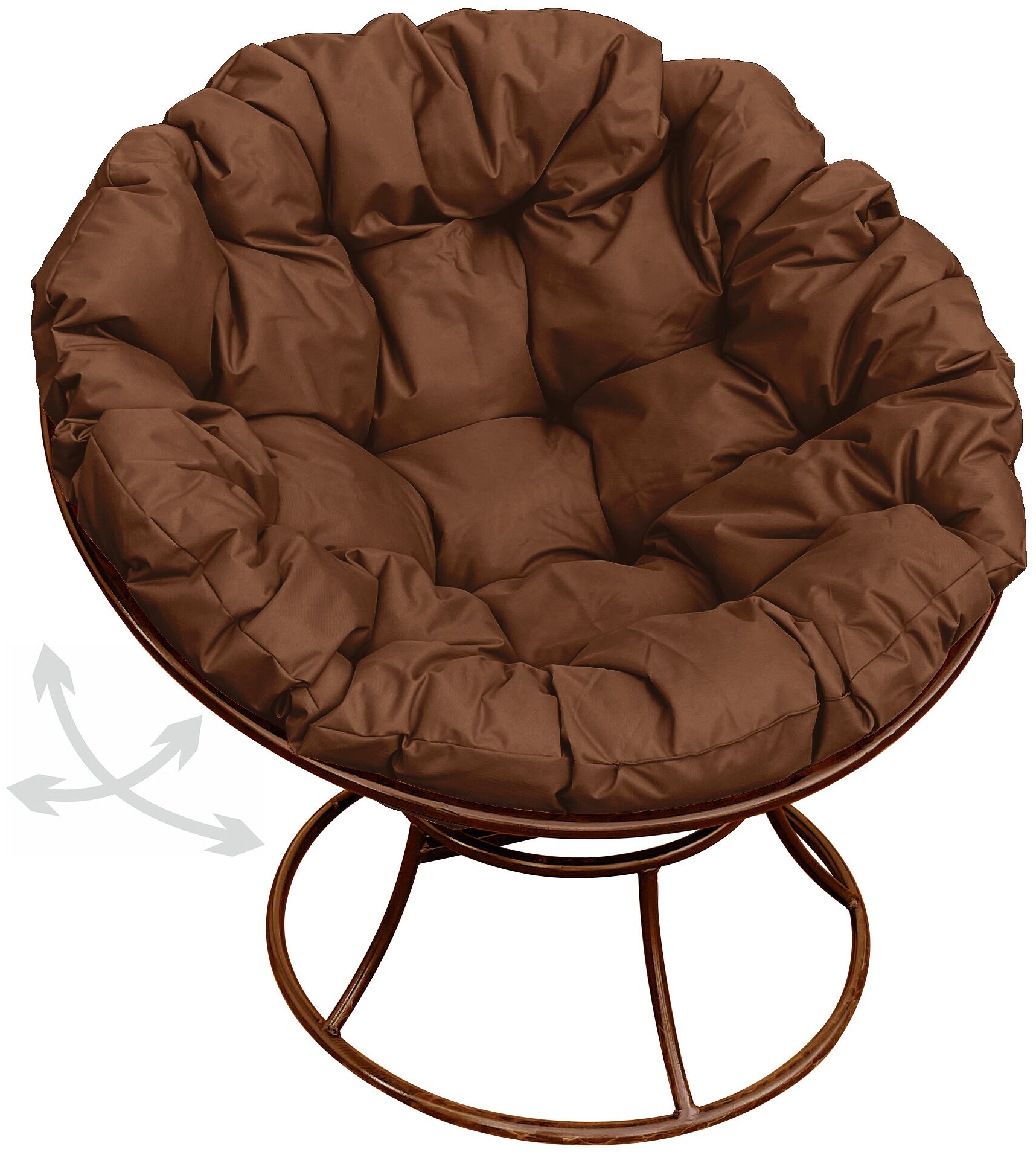 Кресло M-Group папасан пружинка коричневое, коричневая подушка