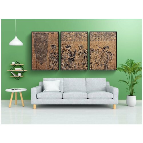 фото Набор модулных постеров для интерьера "настенные рисунки, древний, люди" 60x90 см. в тубусе, без рамки lotsprints