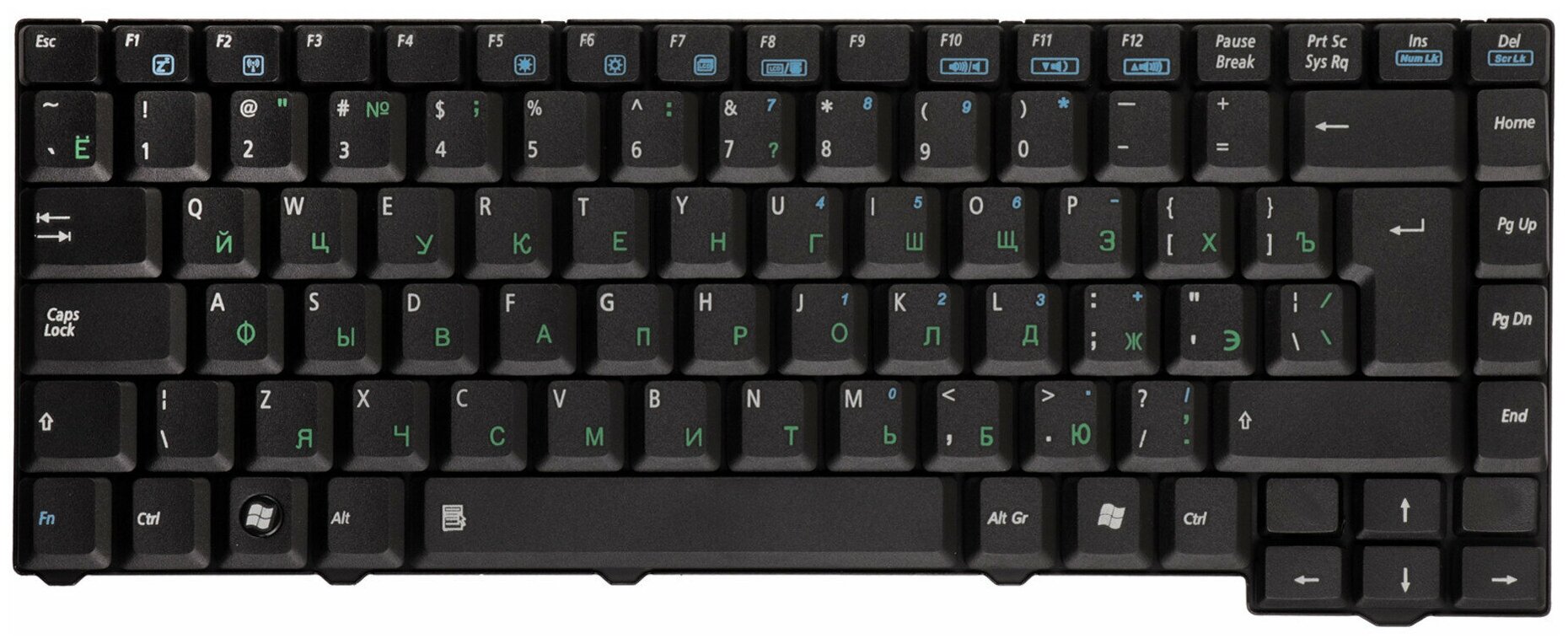 Клавиатура для ноутбука Asus F3 PRO31 X52 Series 24pin Г-образный Enter Черная без рамки PN 04GNI11KRU40 565₽