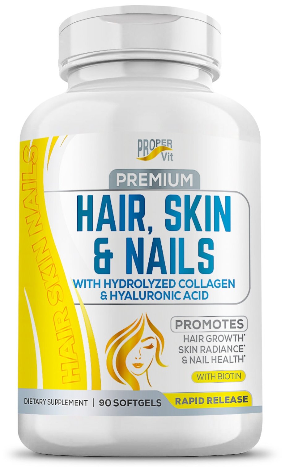 Proper Vit Комплекс витаминов для женщин коллаген биотин и фолиевая кислота для кожи волос и ногтей БАД для женского здоровья 90 капсул