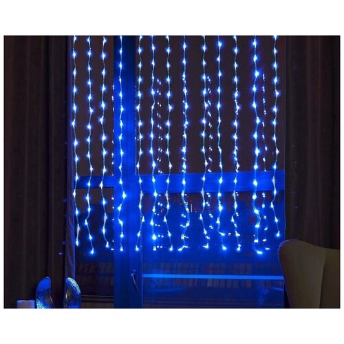 фото Светодиодная led гирлянда занавес 180 см на 180 см на окно. гирлянда штора. синий qvatra