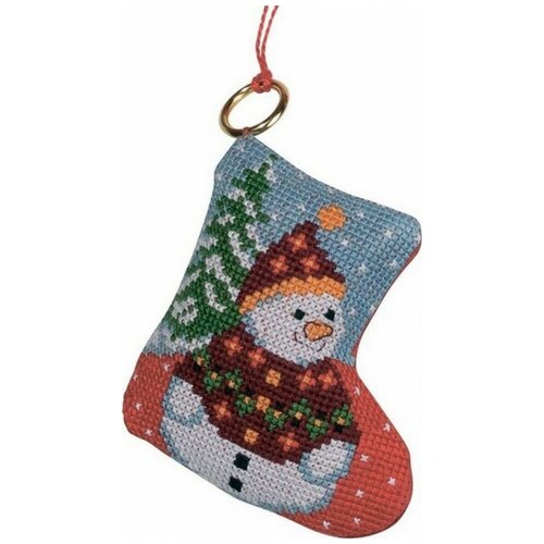 Набор для вышивания ёлочного украшения Снеговик на елке
