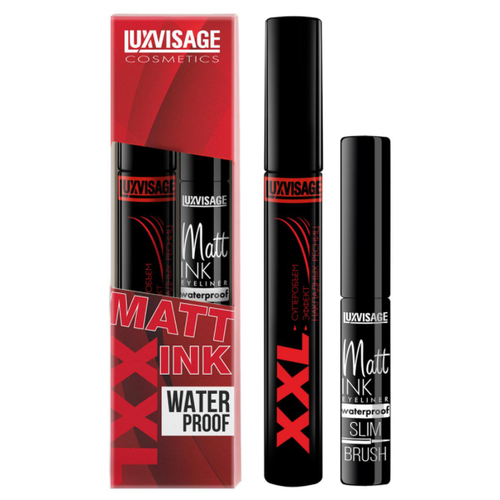 фото Luxvisage набор для макияжа: подводка для глаз matt ink waterproof черная +тушь xxl эффект накладных ресниц